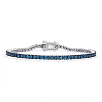 Luxuriant Lab Grown Blue Diamond SI 3.00 ctw Bracelet in Rhodium Over Sterling Silver (6.50 In)