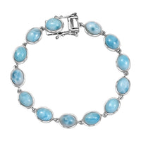 Premium Larimar 20.90 ctw Bracelet in Rhodium Over Sterling Silver (6.50 In)