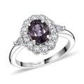 Premium Tanzanian Lavender Spinel, Moissanite Ring in Rhodium Over Sterling Silver (Size 10.0) 2.20 ctw - Sticky add to cart bar