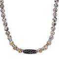 Nine Eyed Agate Dzi Beads and Dalmation Jasper 305 ctw Necklace 18-20 Inches in Silvertone - Sticky add to cart bar