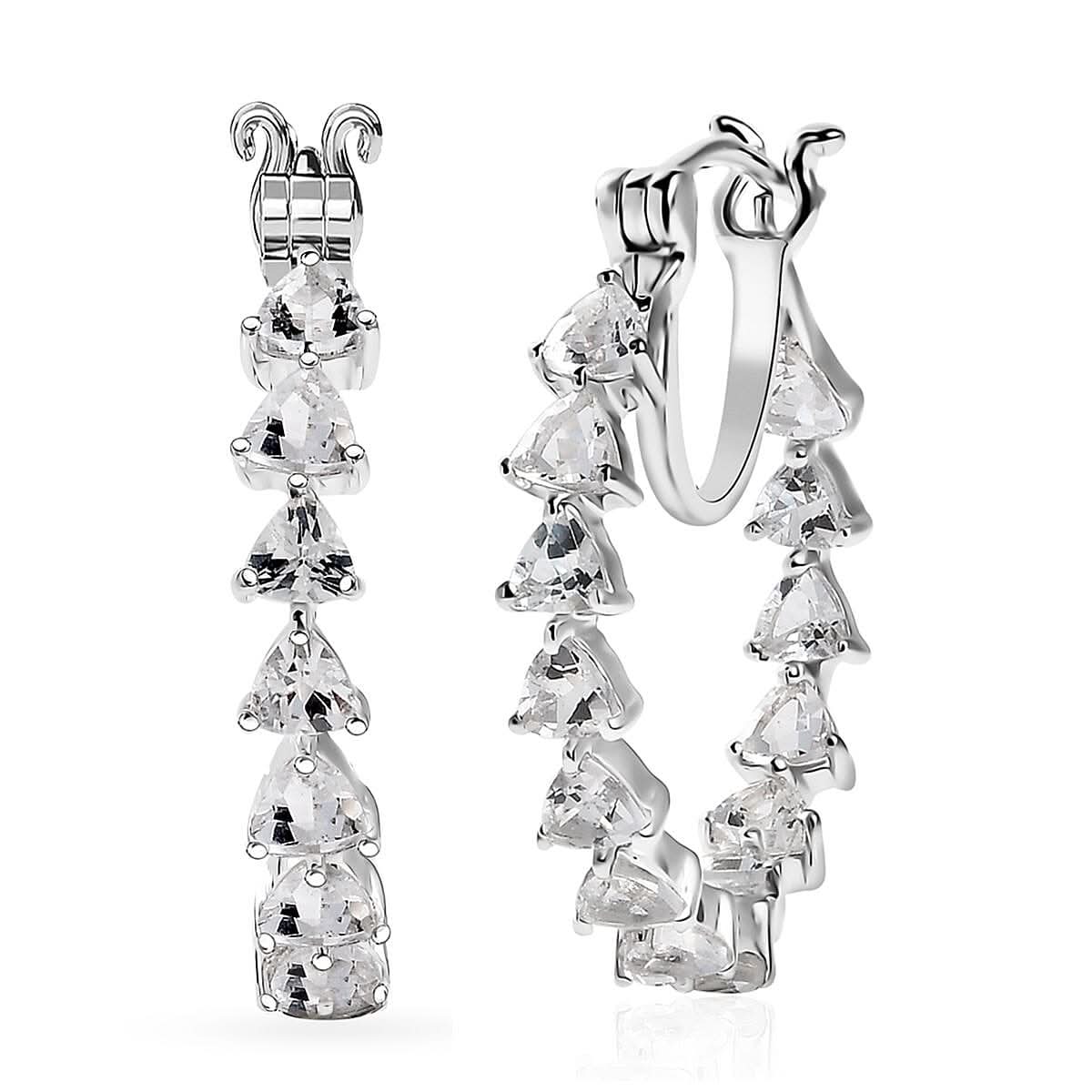 D'Joy Golconda Topaz 3.60 ctw Floral Vines Hoop Earrings in Platinum Over Sterling Silver
