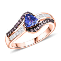 AAA Tanzanite, Multi Gemstone Ring in 18K Vermeil RG Over Sterling Silver (Size 6.0) 1.30 ctw