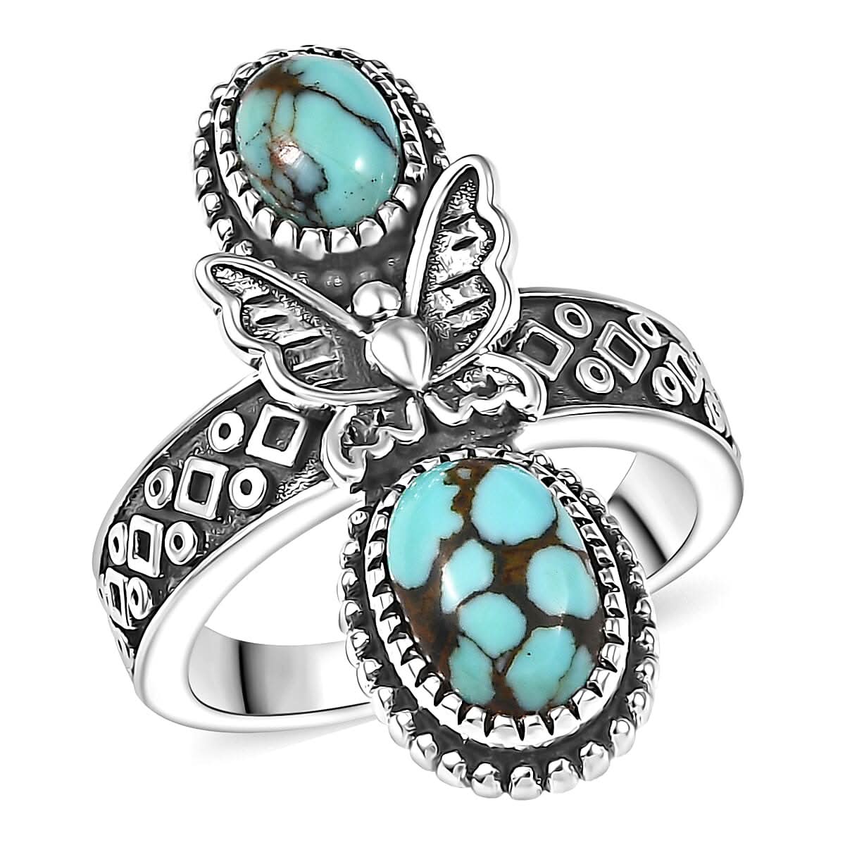 Artisan Crafted Blue Moon Turquoise 2.30 ctw Ring in Black Oxidized Sterling Silver (Size 10.0)