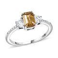Premium Yellow Zircon, White Zircon Ring in Rhodium Over Sterling Silver (Size 10.0) 2.25 ctw - Sticky add to cart bar