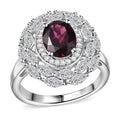 Orissa Rhodolite Garnet, White Zircon Ring in Rhodium Over Sterling Silver (Size 10.0) 4.75 ctw - Sticky add to cart bar