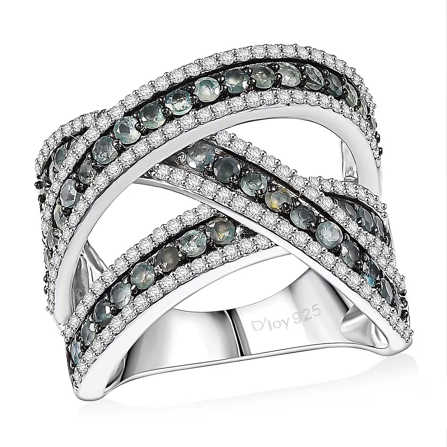 D'Joy Narsipatnam Alexandrite, White Zirco  Ring in Rhodium Over Sterling Silver (Size 10.0) 3.00 ctw