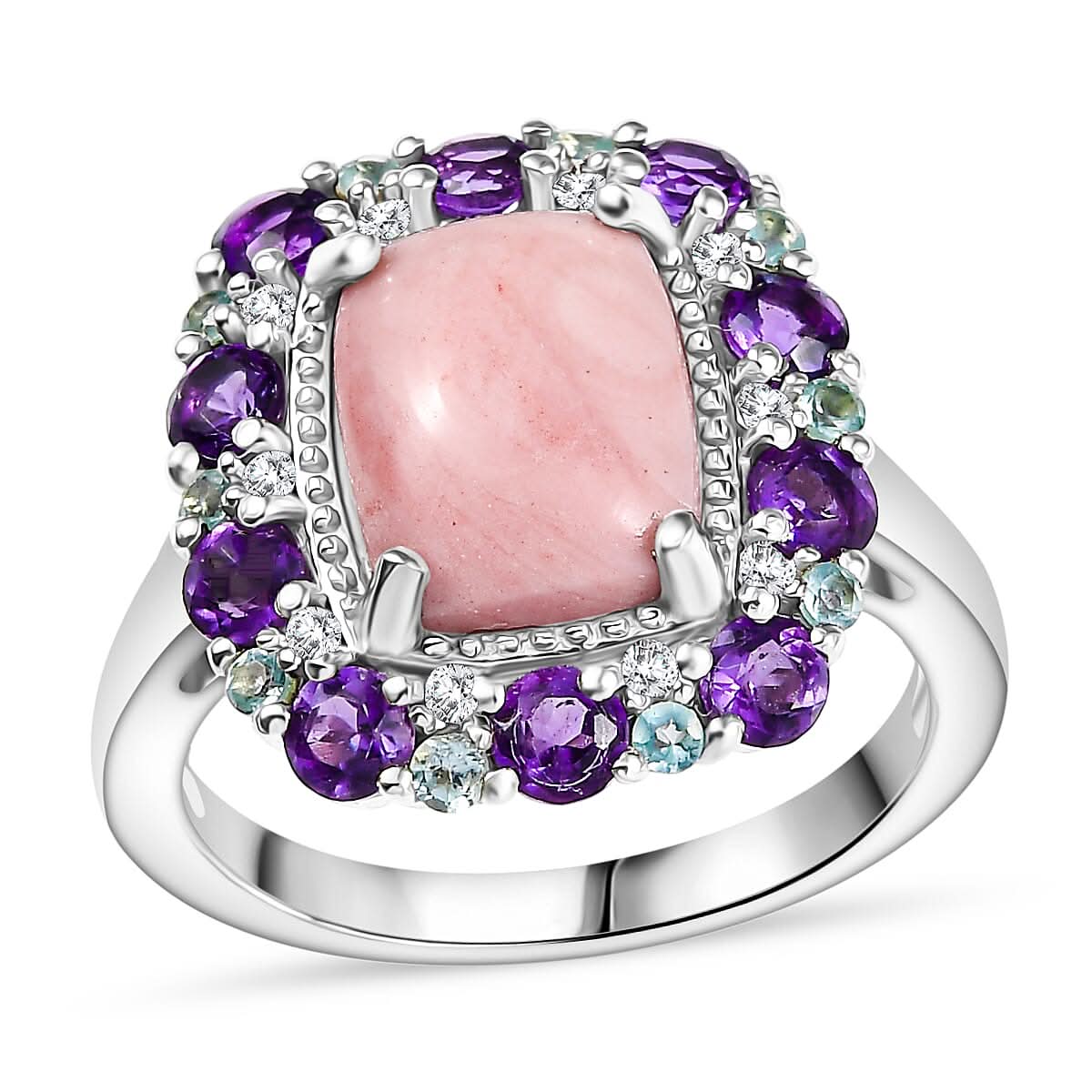 Karis Oregon Peach Opal, Multi Gemstone Ring in Platinum Bond (Size 10.0) 3.50 ctw
