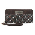 Beverly Hills Polo Club Brown Logo & Link Pattern Vegan Leather Wristlet Wallet (7.5x4x1) - Sticky add to cart bar