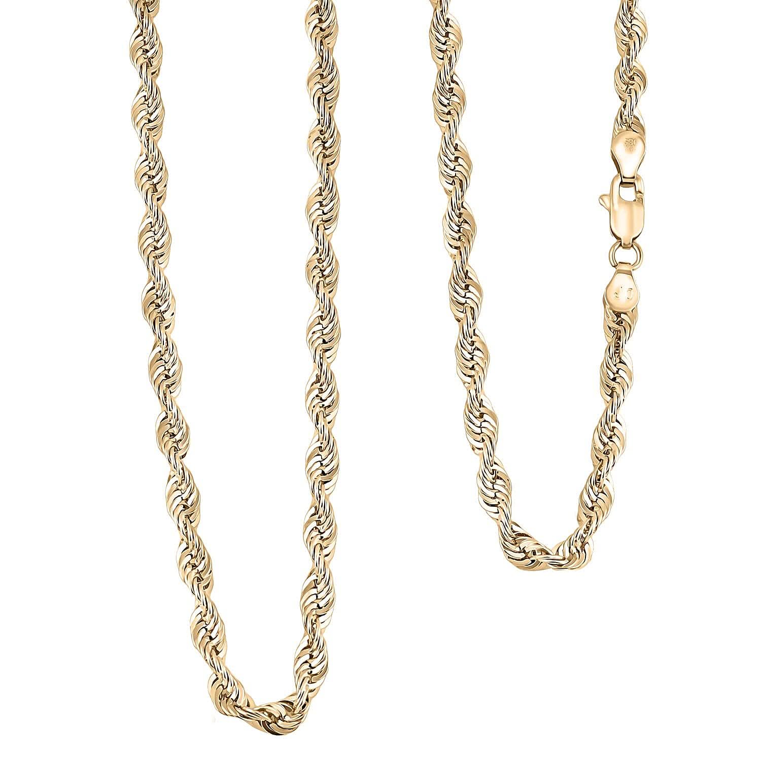 10K Yellow Gold 4mm Rope Chain Necklace (20 Inches) (6.50 g)