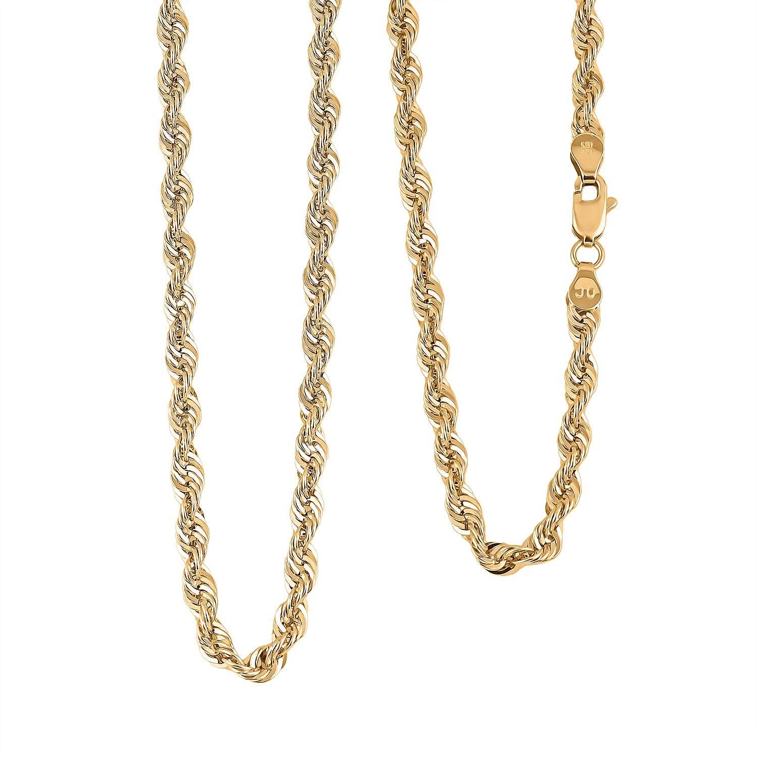 3.8mm Shinny Rope Chain Necklace in 10K Yellow Gold 6.7 Grams 22 Inches
