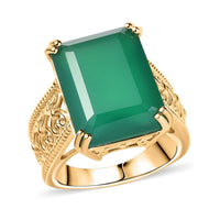 Karis Verde Onyx Solitaire Ring 18K YG Plated (Size 10.0) 12.50 ctw