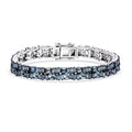 Luxuriant Lab Grown Blue Diamond (IR) SI 5.00 ctw Art Deco Bracelet in Rhodium Over Sterling Silver (7.25 In) - Sticky add to cart bar