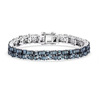 Luxuriant Lab Grown Blue Diamond (IR) SI 5.00 ctw Art Deco Bracelet in Rhodium Over Sterling Silver (7.25 In)