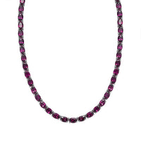 D'Joy Orissa Rhodolite Garnet 39.0 ctw Tennis Necklace in Rhodium Over Sterling Silver 18 Inches