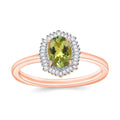 Natural Calabar Green Tourmaline and Diamond 1.19 ctw Ring in 18K Vermeil Rose Gold Over Sterling Silver (Size  10.0) - Sticky add to cart bar
