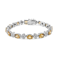 Premium Yellow Zircon and White Zircon 10.40 ctw Bracelet in Rhodium Over Sterling Silver (6.50 In)