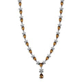 Premium Tanzania Yellow Zircon and White Zircon 16.40 ctw Floral Necklace 18 Inches in Rhodium Over Sterling Silver - Sticky add to cart bar