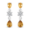 Premium Tanzania Yellow Zircon and White Zircon 3.85 ctw Eternal Drizzle Drop Earrings in Rhodium Over Sterling Silver - Sticky add to cart bar
