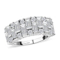 Moissanite 1.60 ctw Half Eternity Band Ring in Rhodium Over Sterling Silver - Sticky add to cart bar
