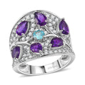 Mashamba Amethyst, Multi Gemstone Ring in Platinum Bond (Size 10.0) 4.30 ctw - Sticky add to cart bar