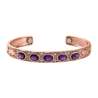 African Amethyst 5.85 ctw Cuff Bracelet in 14K RG Over Copper with Magnet (7.25 In)