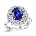 Certified & Appraised Rhapsody AAAA Tanzanite and E-F VS Diamond 3.65 ctw Ring in 950 Platinum (Size 10.0) 7.80 Grams - Sticky add to cart bar