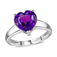 D'Joy African Amethyst 2.90 ctw Solitaire Ring in Platinum Over Sterling Silver (Size 10.0)