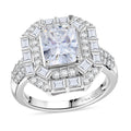 Radiant Cut Moissanite 3.55 ctw Ring in Rhodium Over Sterling Silver - Sticky add to cart bar