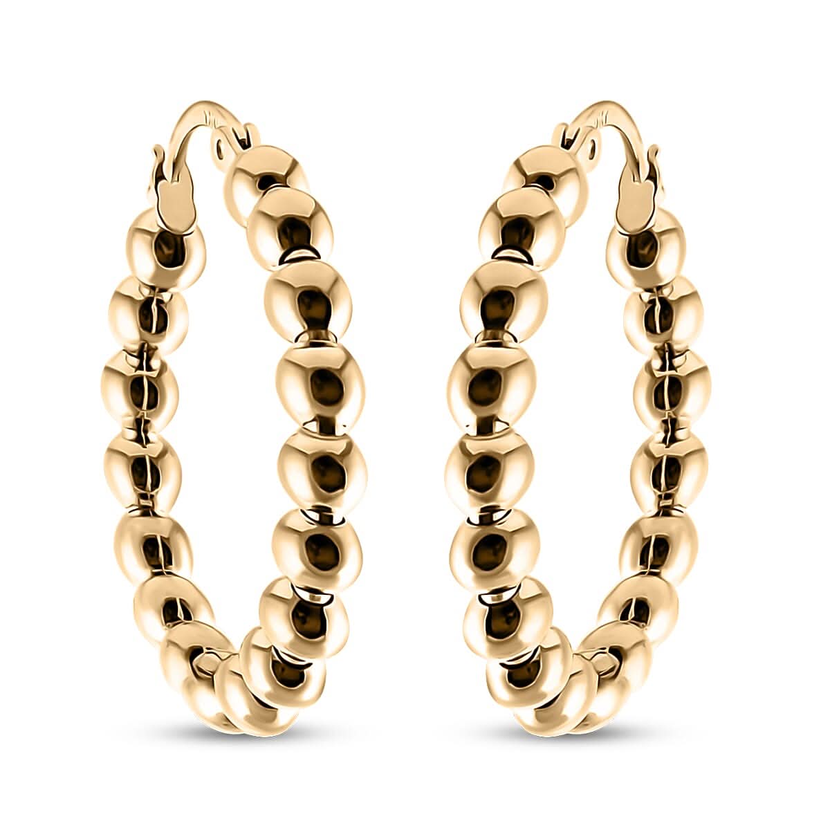 Ball Hoop Earrings in 10K Yellow Gold 2.56 Grams