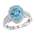 Luxoro Premium Mangoro Aquamarine and White Diamond G-H I2 3.30 ctw Lotus Flower Ring in 10K White Gold (Size 10.0) (Del. In 10-12 Days) - Sticky add to cart bar