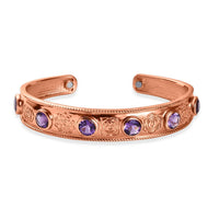 African Amethyst 7.25 ctw Cuff Bracelet in 14K RG Over Copper with Magnet (7.25 In)