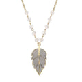 Austrian Crystal Leaf Pendant Necklace in Goldtone 20 Inches - Sticky add to cart bar