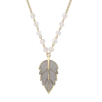 Austrian Crystal Leaf Pendant Necklace in Goldtone 20 Inches