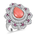 Karis Oregon Peach Opal, Multi Gemstone Ring in Platinum Bond (Size 10.0) 3.15 ctw - Sticky add to cart bar