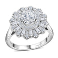 D'Joy Moissanite (Rnd 7mm) Snowflake Ring in Rhodium Over Sterling Silver (Size 10.0) 2.10 ctw - Sticky add to cart bar
