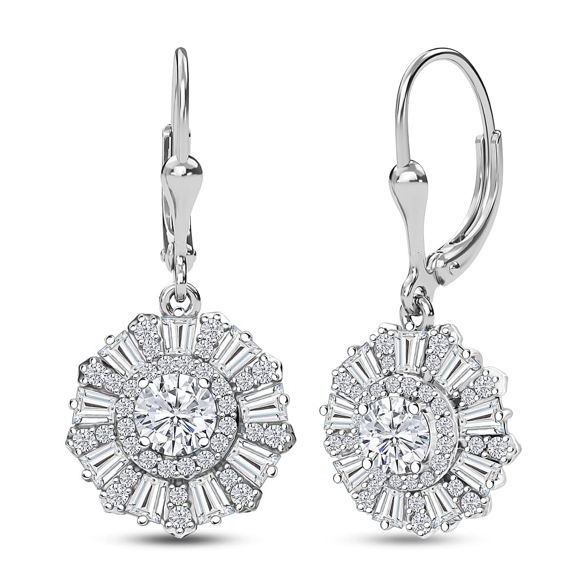 D'Joy Moissanite 3.50 ctw Vintage Floral Earrings in Rhodium Over Sterling Silver