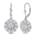 D'Joy Moissanite 3.50 ctw Vintage Floral Earrings in Rhodium Over Sterling Silver - Sticky add to cart bar