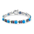 Sleeping Beauty Turquoise ,  Rhodolite Garnet ,  Natural Chrome Diopside ,  Tanzanite  Cluster Bracelet (Size - 6.5) in Rhodium OverSterling Silver ,  Silver Wt. 11 g 19.16 ctw (6.50 In) 13. - Sticky add to cart bar