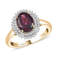 Luxoro 10K Yellow Gold AAA Radiant Ember Garnet, Diamond (I2) (0.34 cts) Ring (Size 10.0) 2.70 ctw