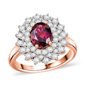 AAA Radiant Ember Garnet, Moissanite Ring in 18K Vermeil RG Over Sterling Silver (Size 10.0) 2.15 ctw - Sticky add to cart bar