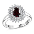 Premium Anthill Garnet and Moissanite 1.40 ctw Ring in Rhodium Over Sterling Silver - Sticky add to cart bar