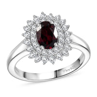 Premium Anthill Garnet and Moissanite 1.40 ctw Ring in Rhodium Over Sterling Silver