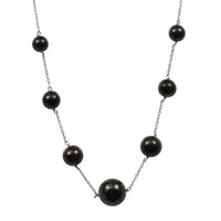 Elite Shungite 35.00 ctw Necklace in Rhodium Over Sterling Silver 20 Inches