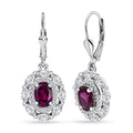 D'Joy Orissa Rhodolite Garnet and White Zircon 4.00 ctw Floral Earrings in Rhodium Over Sterling Silver - Sticky add to cart bar