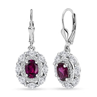 D'Joy Orissa Rhodolite Garnet and White Zircon 4.00 ctw Floral Earrings in Rhodium Over Sterling Silver