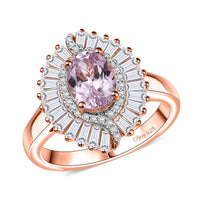 Premium Martha Rocha Kunzite, Moissanite Ring in 18K Vermeil RG Over Sterling Silver (Size 6.0) 2.50 ctw