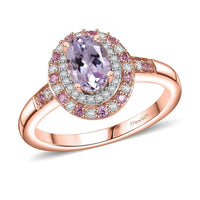 D'Joy Premium Martha Rocha Kunzite, Multi Gemstone Ring in 18K Vermeil RG Over Sterling Silver (Size 10.0) 1.60 ctw