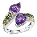 D'Joy African Amethyst, Chrome Diopside Ring in Platinum Over Sterling Silver (Size 10.0) 3.25 ctw - Sticky add to cart bar