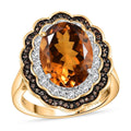Premium Santa Ana Madeira Citrine, White and Champagne Zircon Ring in 18K Vermeil YG Over Sterling Silver (Size 10.0) 6.35 ctw - Sticky add to cart bar