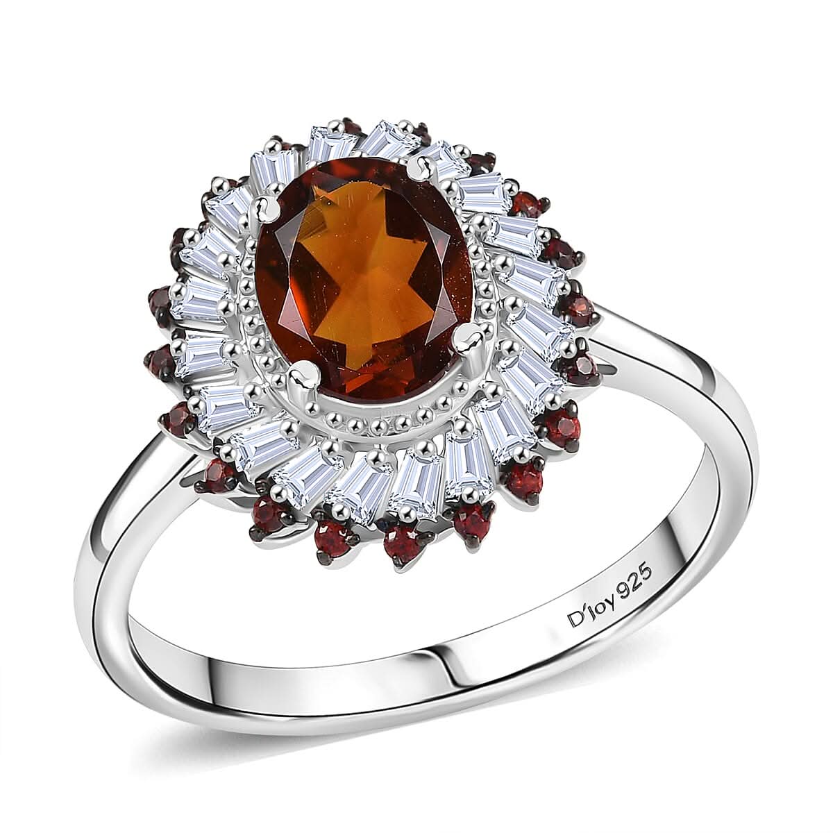 Brazilian Cherry Citrine, Multi Gemstone Ring in Platinum Over Sterling Silver (Size 10.0) 2.50 ctw